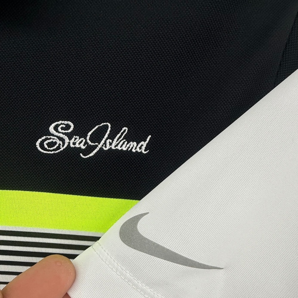 Nike Golf Tour Performance Dri Fit Polo Shirt M Black Neon Green SEA ISLAND - Picture 3 of 7
